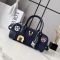 Loewe Amazona 23 Cropped Bag In Futurist Cats Motif Denim Navy Blue
