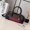 Loewe Amazona 23 Cropped Bag In Marquetry Squares Motif Nappa Calfskin Black/Burgundy