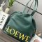 Loewe Flamenco Logo Tote In Nappa Calfskin Evergreen