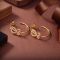 Loewe Logo L Hoop Earrings In Metal with Pearl Embellished Gold