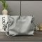 Loewe Medium Flamenco Anagram Clutch In Nappa Calfskin Pearl Grey