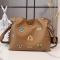 Loewe Medium Flamenco Clutch In Futurist Cats Motif Nappa Calfskin Mocha