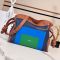 Loewe Medium Flamenco Clutch In Marquetry Squares Motif Nappa Calfskin Caramel/Bright Green