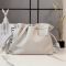 Loewe Medium Panta Flamenco Clutch In Shiny Calfskin Light Ghost