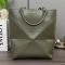 Loewe Medium Puzzle Fold Tote In Shiny Calfskin Dark Khaki Green