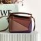 Loewe Mini Puzzle Bag In Multicolor Calfskin Brown/Cherry/Purple