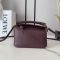 Loewe Mini Puzzle Bag with Woven Handle In Smooth Calfskin Burgundy