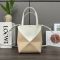 Loewe Mini Puzzle Fold Tote In Bicolor Calfskin Apricot/White