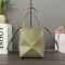Loewe Mini Puzzle Fold Tote In Shiny Calfskin Eucalyptus Green