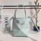 Loewe Mini Puzzle Fold Tote In Penguin Motif Shiny Calfskin Iceberg Blue