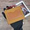 Large Square Coin Cardholder In Soft Grained Calfskin Camel