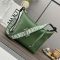 Loewe Small Cubi Crossbody Bag with Jacquard Strap In Supple Smooth Calfskin Hunter Green