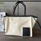 Loewe Small Cushion Tote Bag In Canvas and Calfskin Beige/Black