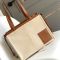 Loewe Small Cushion Tote Bag In Canvas and Calfskin Beige/Brown
