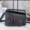 Loewe Small Puzzle Bag In Fringes Motif Classic Calfskin Black/Dark Chestnut