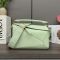 Loewe Small Puzzle Bag with Jacquard Strap In Satin Calfskin Spring Jade