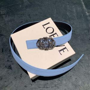 Loewe Anagram Buckle Reversible Belt In Smooth Calfskin Sky Blue