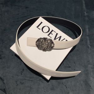 Loewe Anagram Buckle Reversible Belt In Smooth Calfskin White