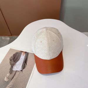 Loewe Anagram Cap In Jacquard and Calfskin White/Brown
