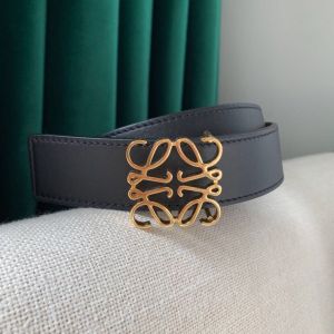 Loewe Anagram Reversible Belt In Smooth Calfskin Black