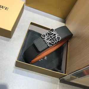 Loewe Anagram Reversible Belt In Togo Calfskin Black