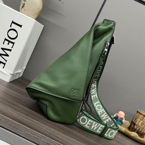 Loewe Anton Sling with Jacquard Strap In Supple Smooth Calfskin Hunter Green