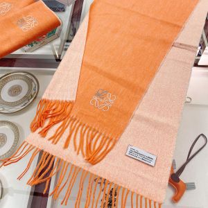 Loewe Bicolour Scarf In Cashmere Orange/White