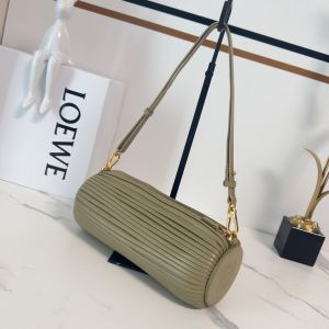 Loewe Bracelet Pouch In Pleated Nappa Lambskin Clay Green