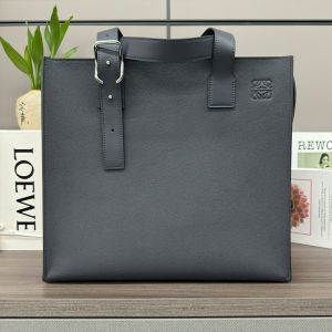 Loewe Buckle Zip Tote In Soft Grained Calfskin Navy Blue