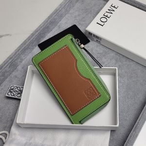 Loewe Coin Cardholder In Soft Grained Calfskin Green