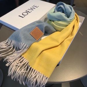 Loewe Color Block Scarf In Cashmere Sky Blue/Multicolor