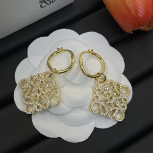 Loewe Crystal Anagram Hoop Earrings In Metal Gold