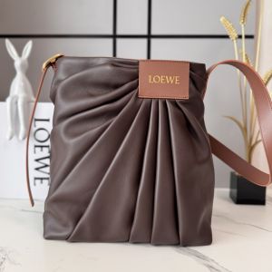 Loewe Draped Tote In Mellow Nappa Lambskin Dark Chestnut