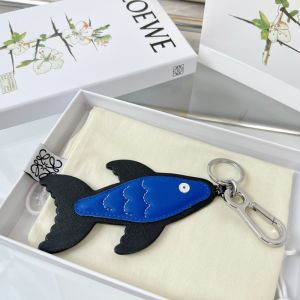 Loewe Fish Charm In Calfskin Blue