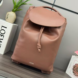 Loewe Flamenco Backpack In Shiny Supple Calfskin Brownie