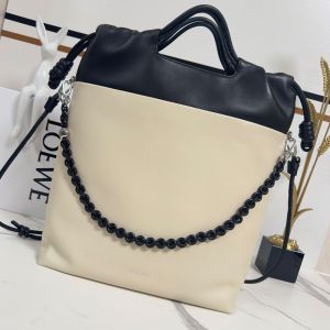 Loewe Flamenco Purse Tote In Mellow Nappa Lambskin Light Ghost/Black