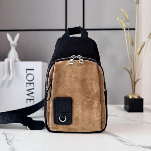 Loewe Flex Sling In Canvas and Suede Black/Dark Gold
