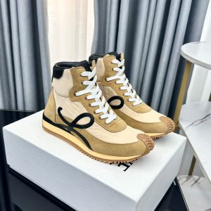 Loewe Flow Runner High Top Sneakers Unisex Nylon and Suede Apricot/Camel