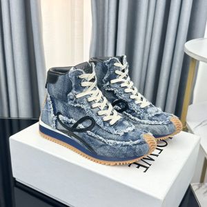 Loewe Flow Runner High Top Sneakers Unisex Denim Blue
