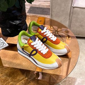 Loewe Flow Runner Sneakers Unisex Calfskin and Suede Lemon/Grey