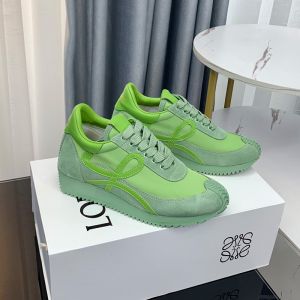 Loewe Flow Runner Sneakers Unisex Nylon and Suede Light Green