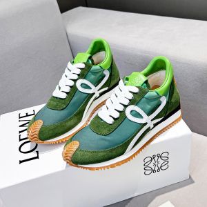 Loewe Flow Runner Sneakers Unisex Nylon and Suede Light Green/Green