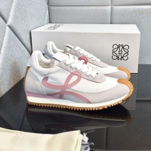 Loewe Flow Runner Sneakers Unisex Nylon and Suede Pink/Grey
