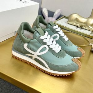 Loewe Flow Runner Sneakers Unisex Nylon and Suede Teal/White