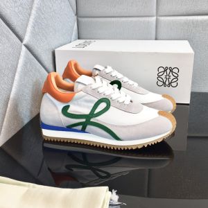 Loewe Flow Runner Sneakers Unisex Nylon and Suede White/Green