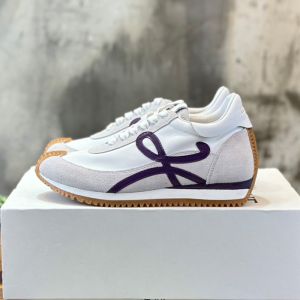 Loewe Flow Runner Sneakers Unisex Nylon and Suede White/Navy Blue