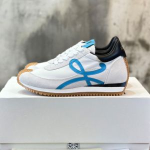 Loewe Flow Runner Sneakers Unisex Nylon and Suede White/Sky Blue