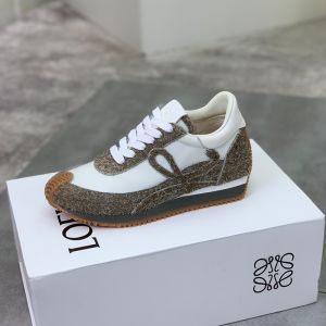 Loewe Flow Runner Sneakers Unisex Nylon and Suede White/Taupe