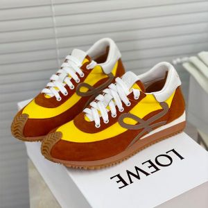 Loewe Flow Runner Sneakers Unisex Nylon and Suede Yellow/Brown