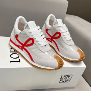 Loewe Flow Runner Sneakers Unisex Pvc and Suede Grey/Red